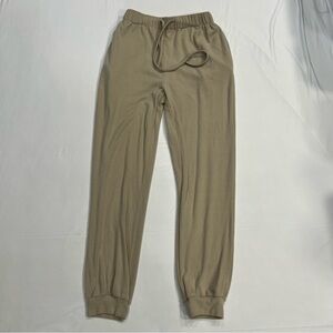 Lulu's Ribbed Lounge Jogger Pants Beige Size Small